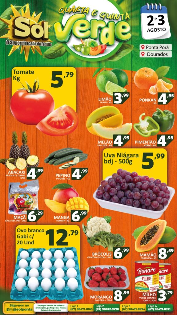 Supermercado Sol e as ofertas da quarta e quinta verde