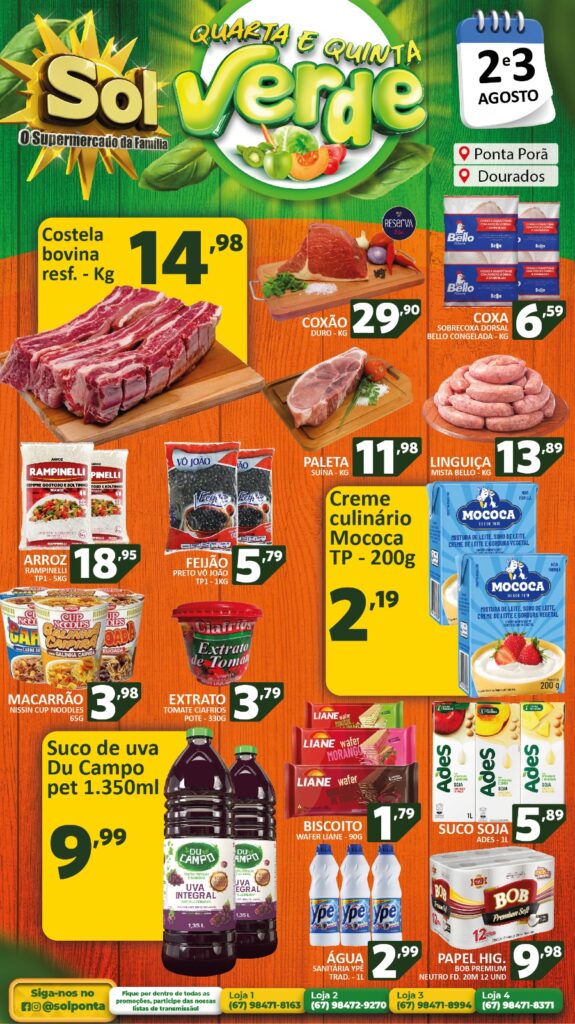 Supermercado Sol e as ofertas da quarta e quinta verde