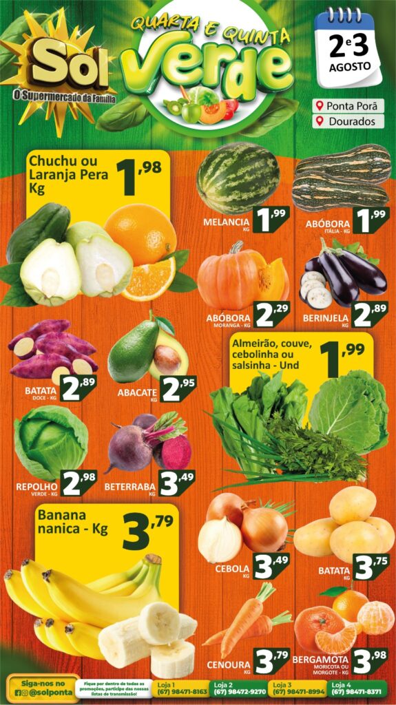 Supermercado Sol e as ofertas da quarta e quinta verde