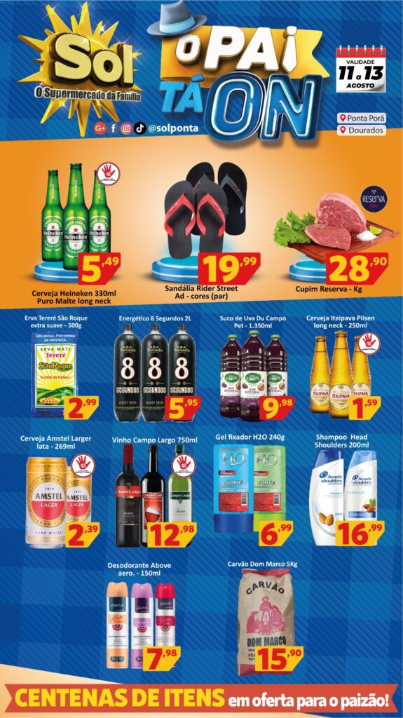 Supermercado Sol e as ofertas para o final de semana "o pai ta on"