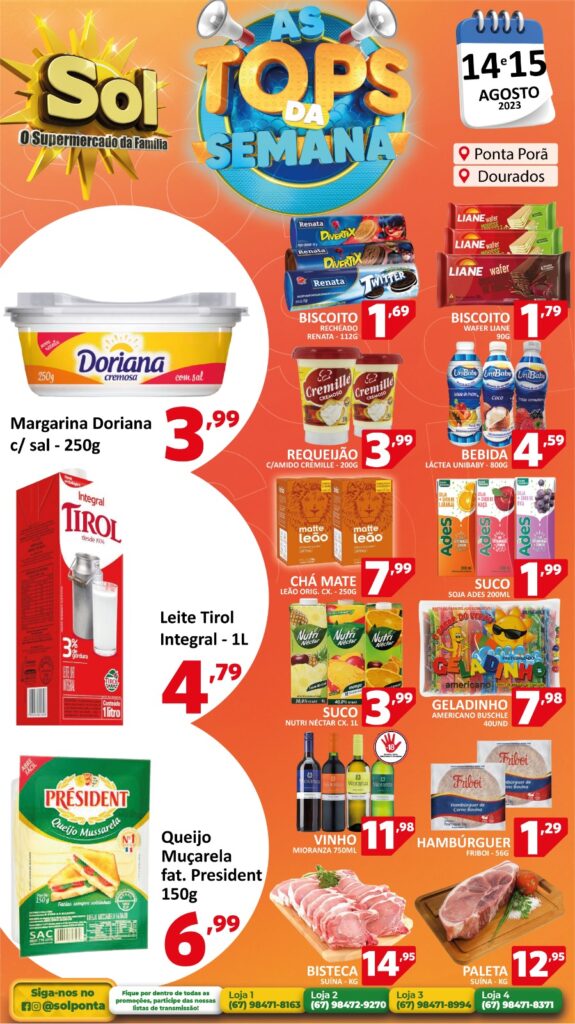 Supermercado Sol e as ofertas tops da semana