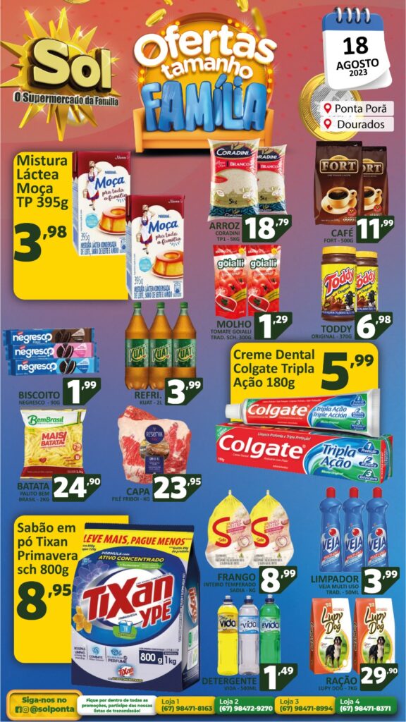 Supermercado Sol e as ofertas tamanho família