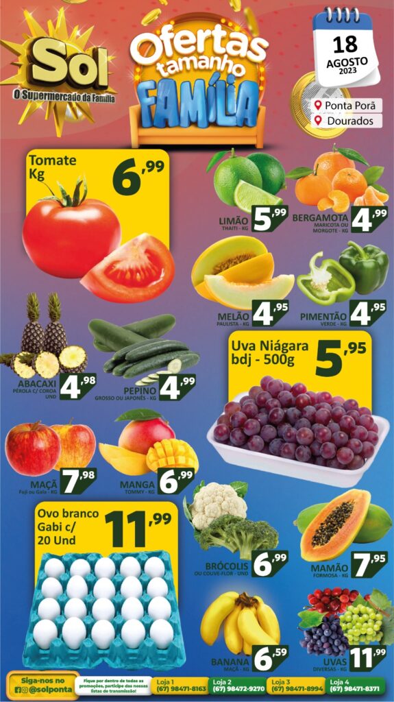 Supermercado Sol e as ofertas tamanho família