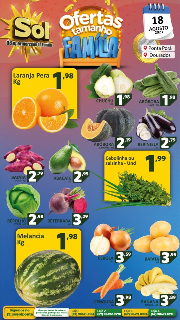 Supermercado Sol e as ofertas tamanho família
