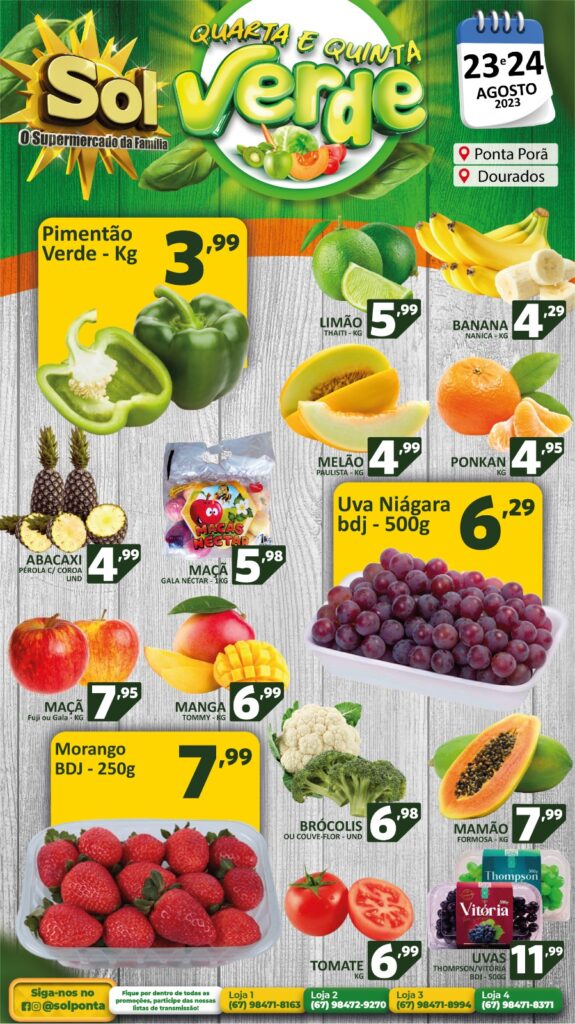 Supermercado Sol e as ofertas da quarta e quinta verde