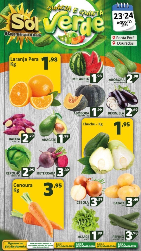 Supermercado Sol e as ofertas da quarta e quinta verde