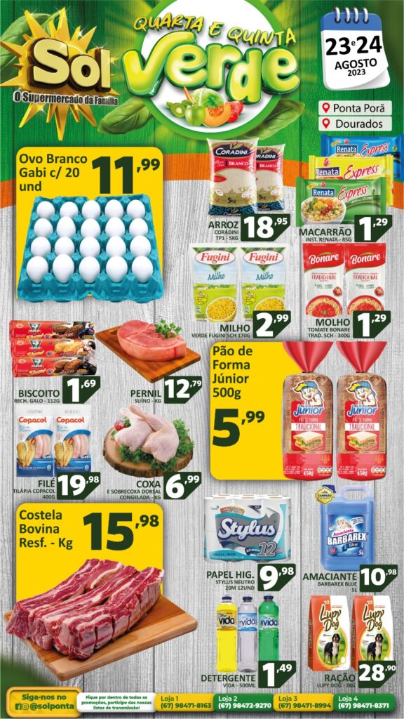 Supermercado Sol e as ofertas da quarta e quinta verde