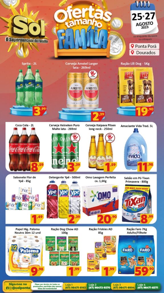 Supermercado Sol e as ofertas tamanho família