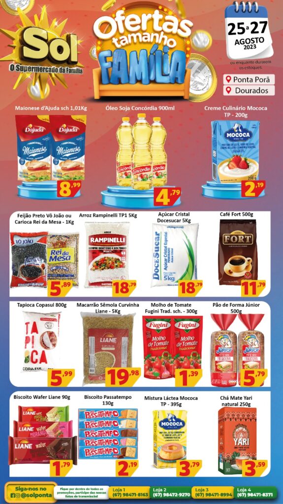 Supermercado Sol e as ofertas tamanho família