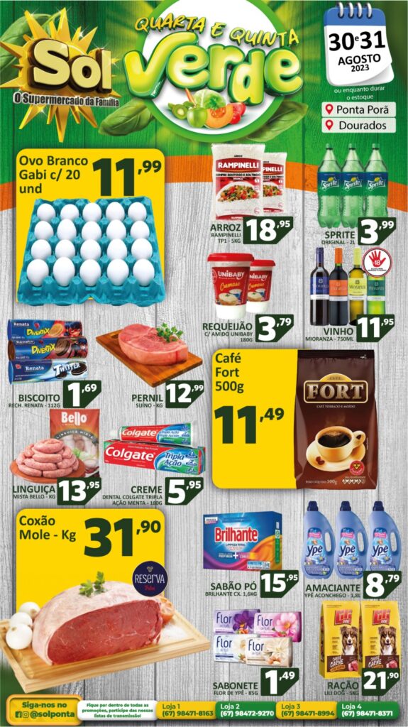 Supermercado Sol e as ofertas da quarta e quinta verde