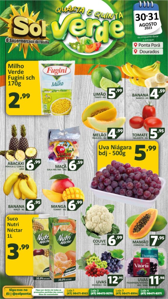 Supermercado Sol e as ofertas da quarta e quinta verde