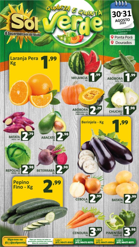 Supermercado Sol e as ofertas da quarta e quinta verde