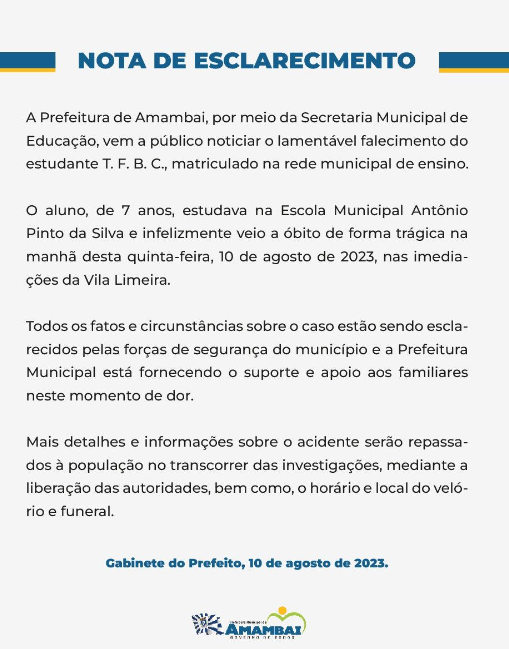 Criança morre atropelada por carreta ao descer de ônibus escolar