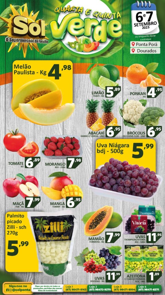 Supermercado Sol e as ofertas da quarta e quinta verde