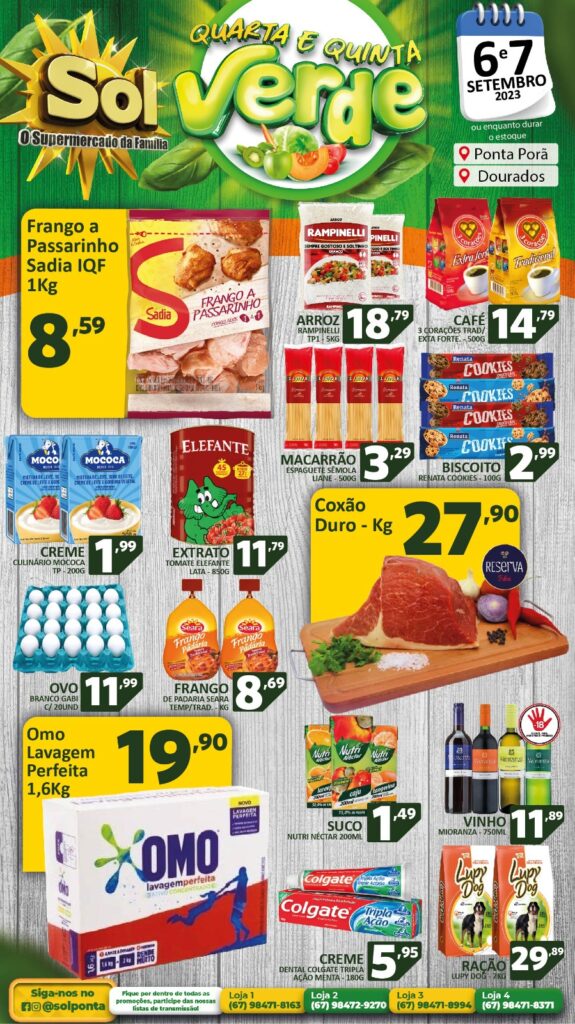 Supermercado Sol e as ofertas da quarta e quinta verde