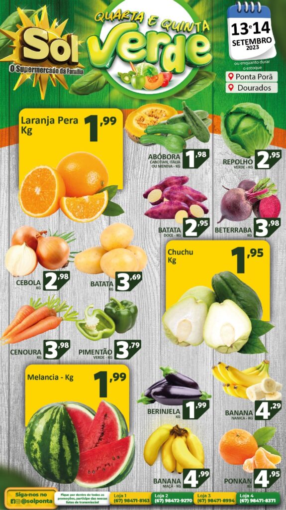 Supermercado Sol e as ofertas da quarta e quinta verde