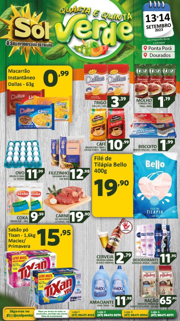 Supermercado Sol e as ofertas da quarta e quinta verde