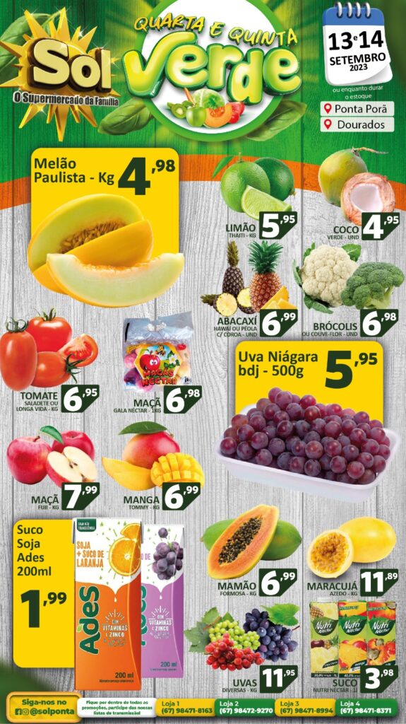 Supermercado Sol e as ofertas da quarta e quinta verde