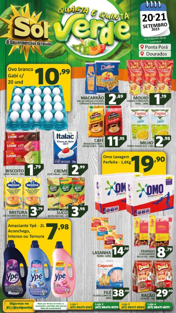 Supermercado Sol e as ofertas da quarta e quinta verde