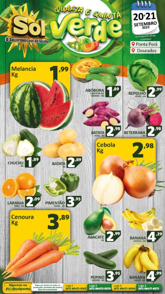 Supermercado Sol e as ofertas da quarta e quinta verde