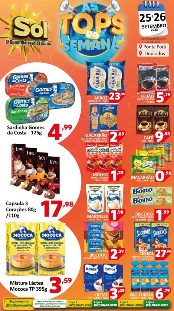 Supermercado Sol e as ofertas tops da semana