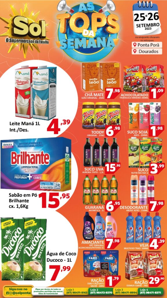 Supermercado Sol e as ofertas tops da semana