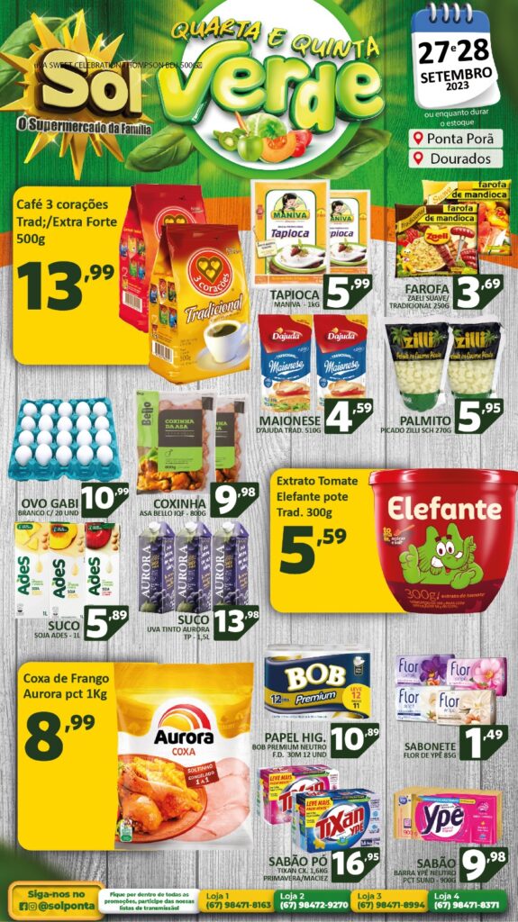 Supermercado Sol e as ofertas da quarta e quinta verde