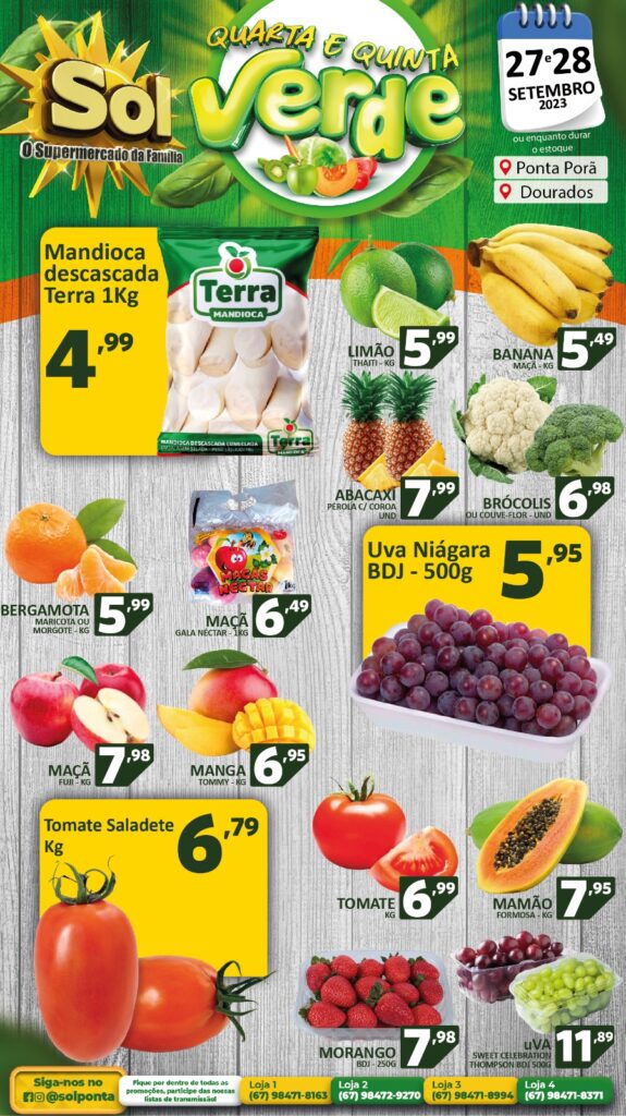 Supermercado Sol e as ofertas da quarta e quinta verde