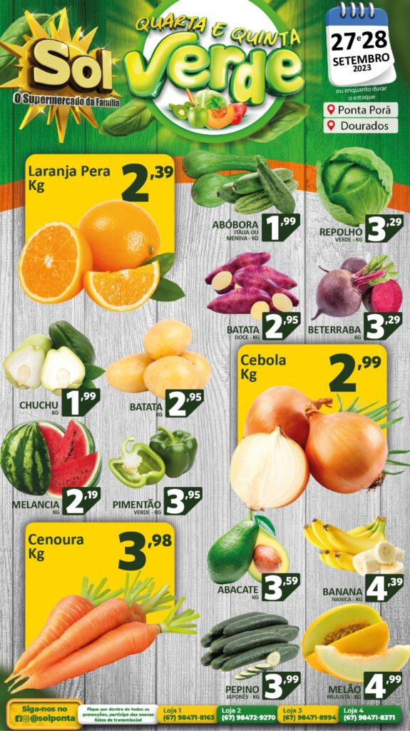 Supermercado Sol e as ofertas da quarta e quinta verde