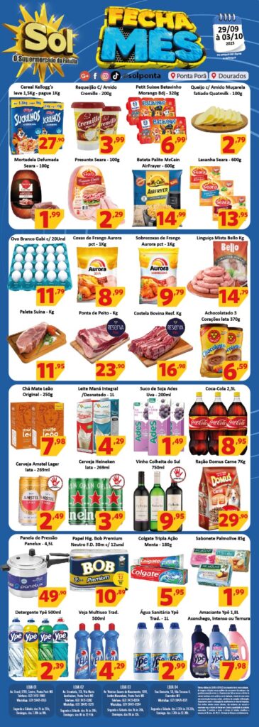 Supermercado Sol e as ofertas fecha mês