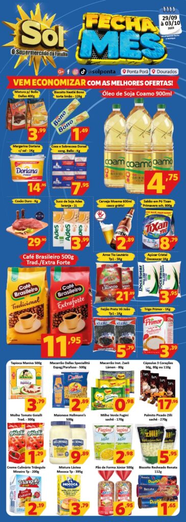 Supermercado Sol e as ofertas fecha mês