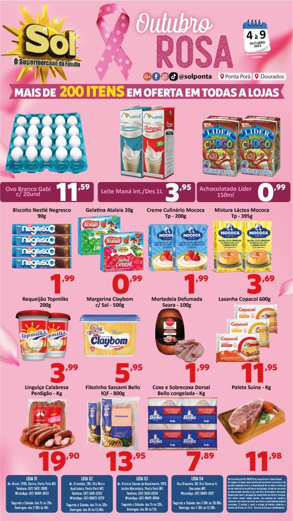 Supermercado Sol e as ofertas em homenagem ao outubro rosa Supermercado Sol e as ofertas em homenagem ao outubro rosa