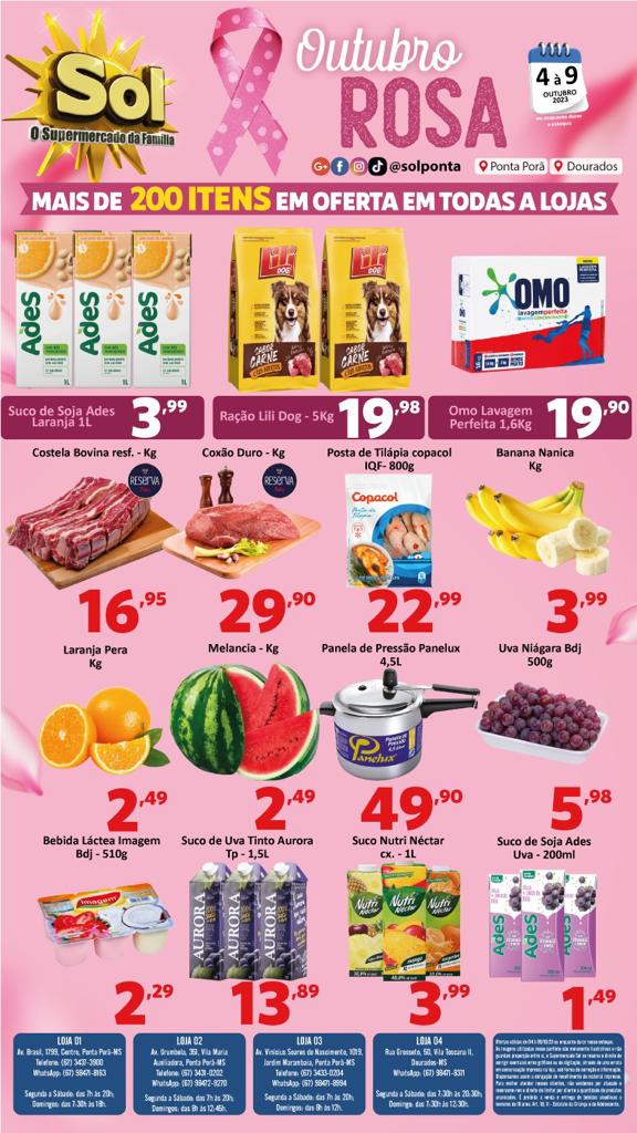 Supermercado Sol e as ofertas em homenagem ao outubro rosa Supermercado Sol e as ofertas em homenagem ao outubro rosa