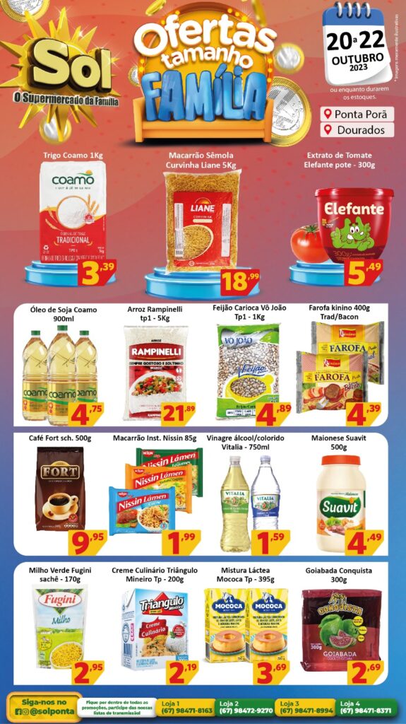 Supermercado Sol e as ofertas tamanho família