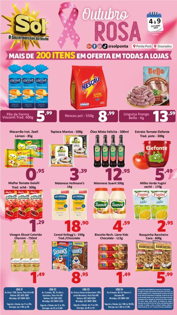Supermercado Sol e as ofertas em homenagem ao outubro rosa Supermercado Sol e as ofertas em homenagem ao outubro rosa