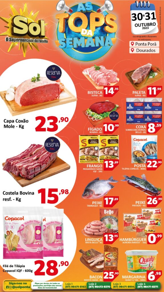 Supermercado Sol e as ofertas Tops da semana