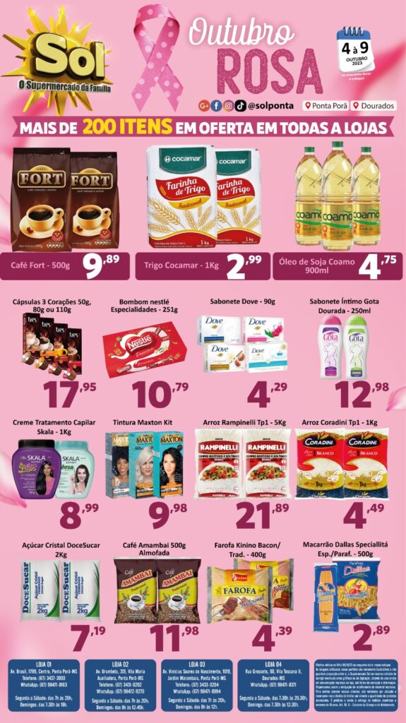 Supermercado Sol e as ofertas em homenagem ao outubro rosa
