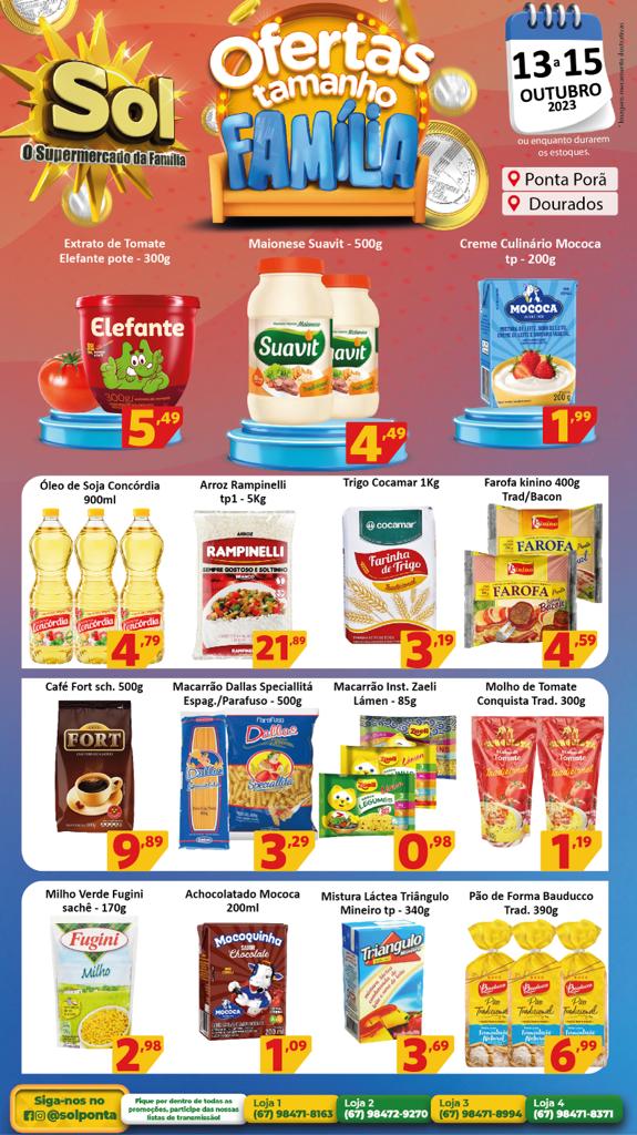 Supermercado Sol e as ofertas tamanho família