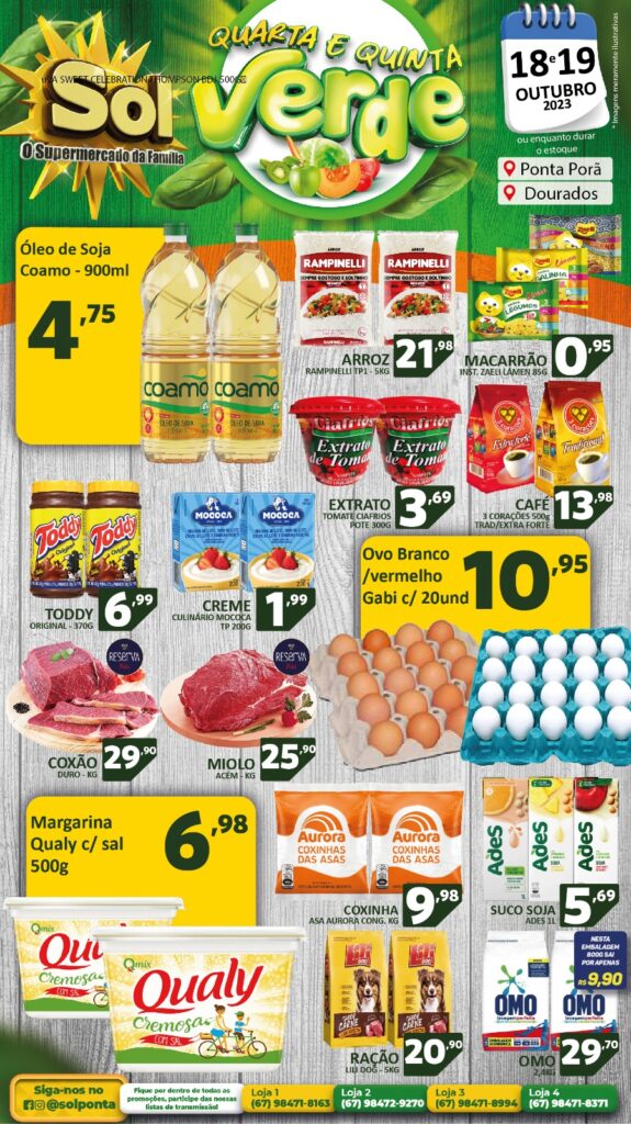Supermercado Sol e as ofertas da quarta e quinta verde