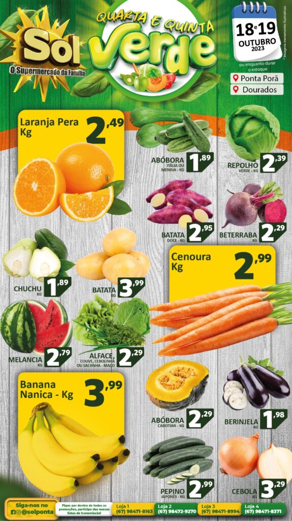 Supermercado Sol e as ofertas da quarta e quinta verde