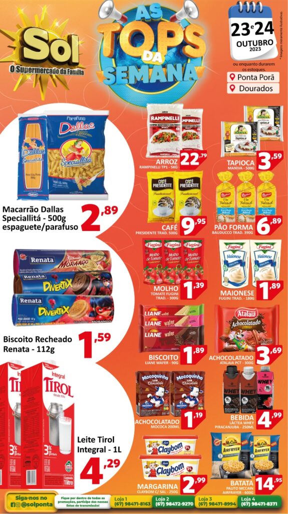 Supermercado Sol e as ofertas tops da semana
