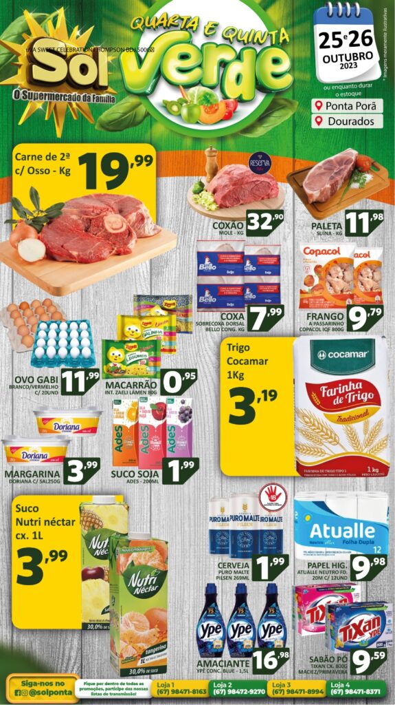 Supermercado Sol e as ofertas da quarta e quinta verde