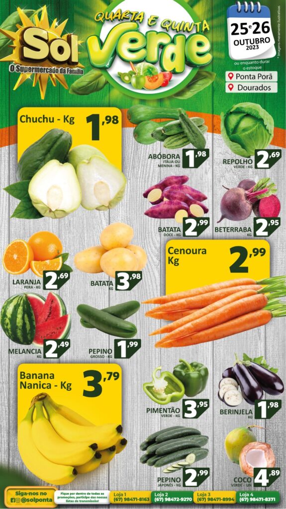 Supermercado Sol e as ofertas da quarta e quinta verde