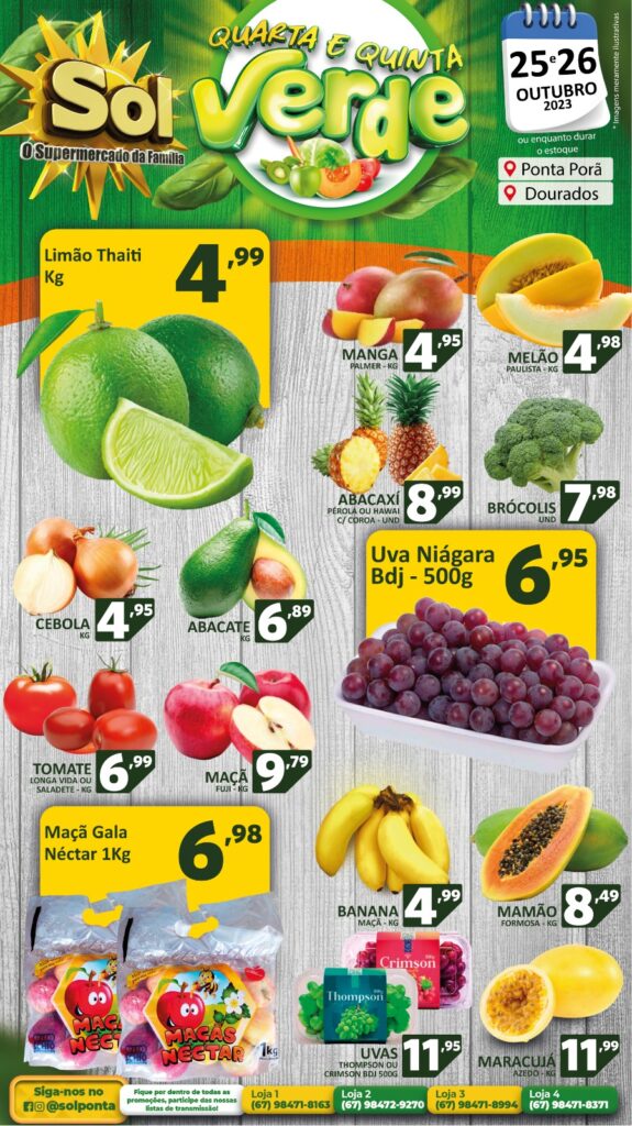 Supermercado Sol e as ofertas da quarta e quinta verde