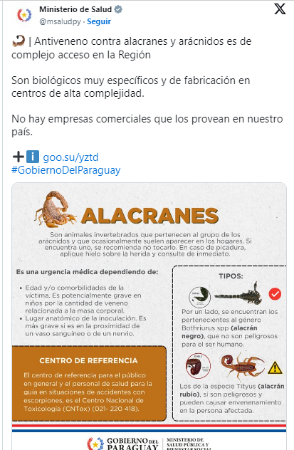 Telas metálicas y pronta asistencia, entre las recomendaciones para la picadura de alacrán Telas metálicas y pronta asistencia, entre las recomendaciones para la picadura de alacrán