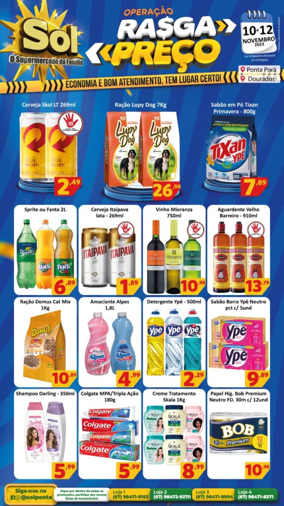 Supermercado Sol informa a 'operação rasga preços' até 12 de novembro