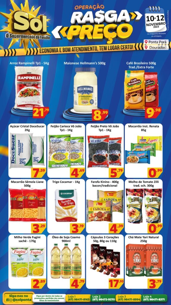 Supermercado Sol informa a 'operação rasga preços' até 12 de novembro