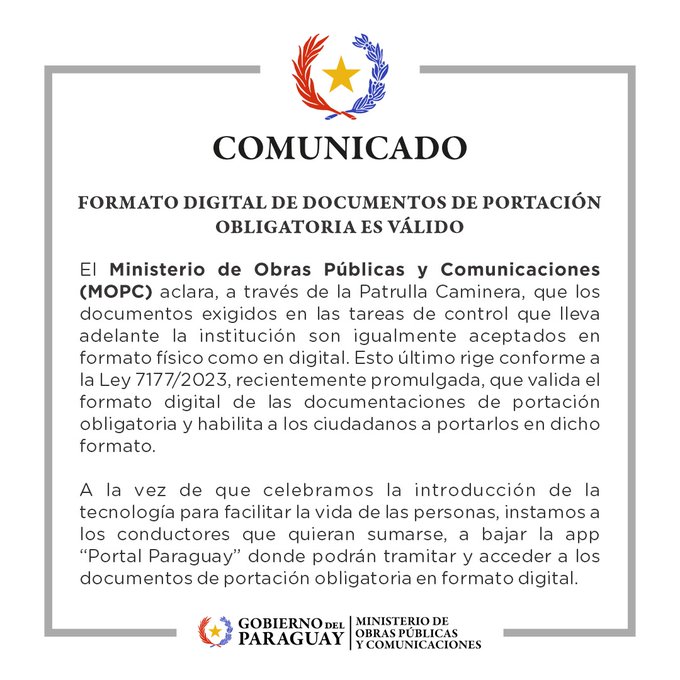 Control de la Caminera: ¿Se pueden presentar documentos digitales? Control de la Caminera: ¿Se pueden presentar documentos digitales?