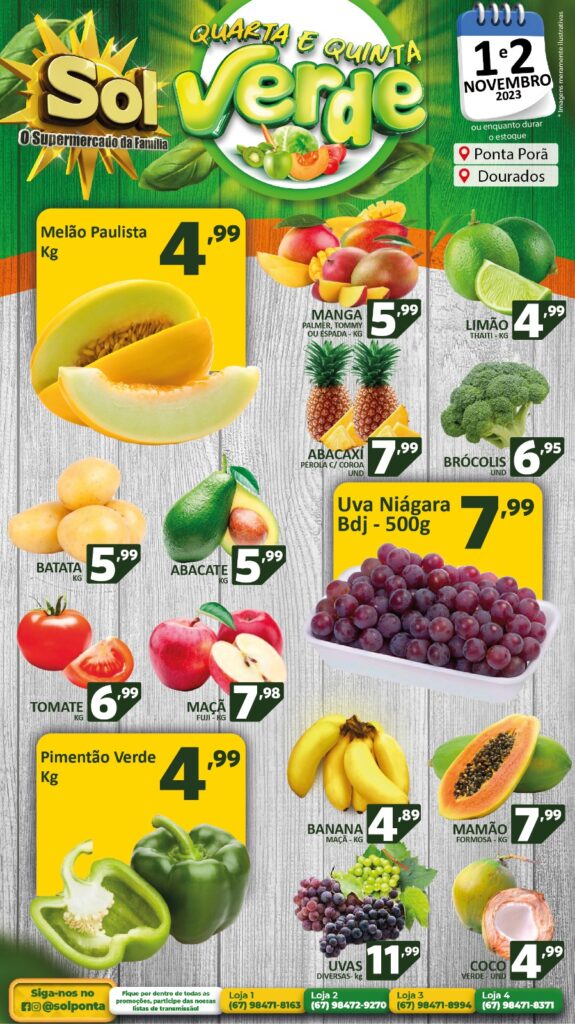 Supermercado Sol e as ofertas da quarta e quinta verde Supermercado Sol e as ofertas da quarta e quinta verde