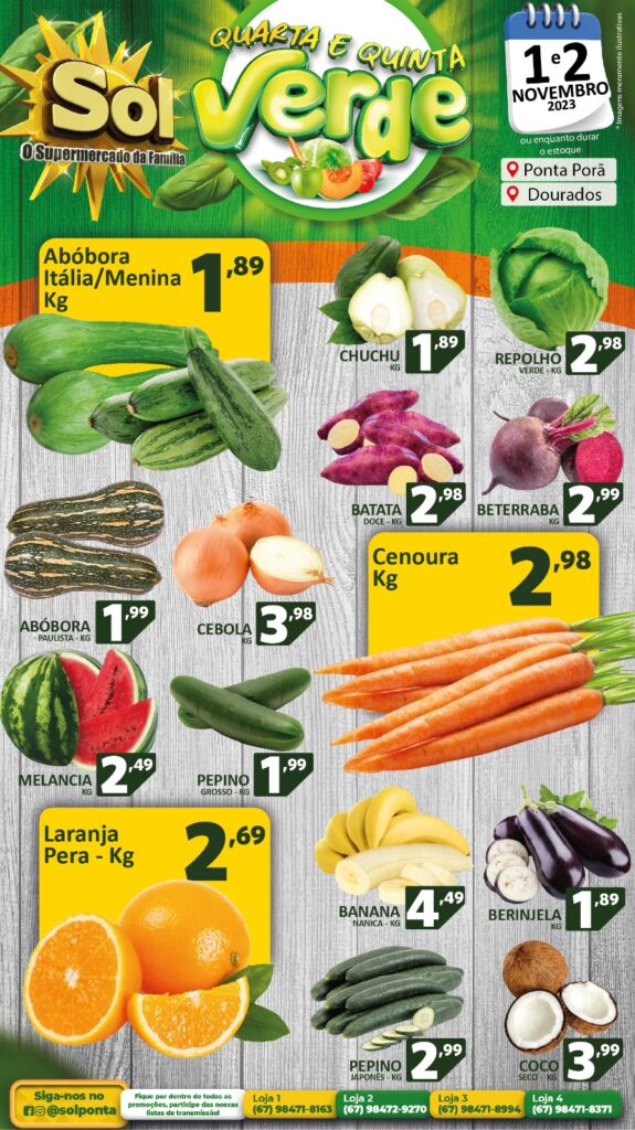 Supermercado Sol e as ofertas da quarta e quinta verde Supermercado Sol e as ofertas da quarta e quinta verde